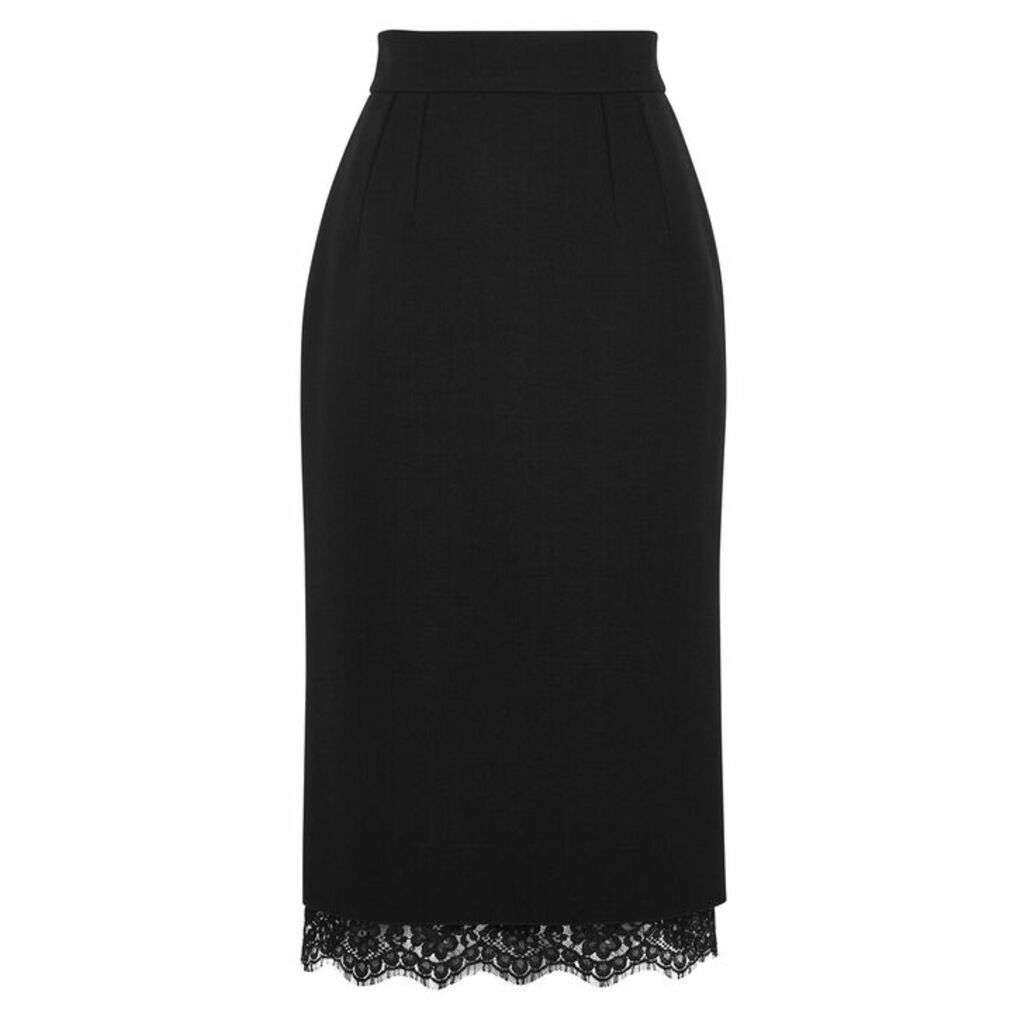 Dolce & Gabbana Black Fine-knit Pencil Skirt