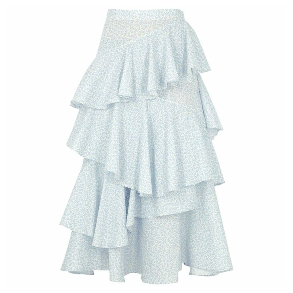ALEXACHUNG Printed Tiered Cotton Midi Skirt