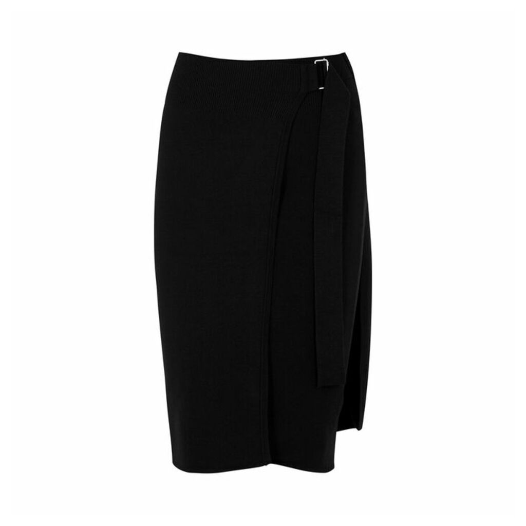 Helmut Lang Black Fine-knit Wrap Skirt