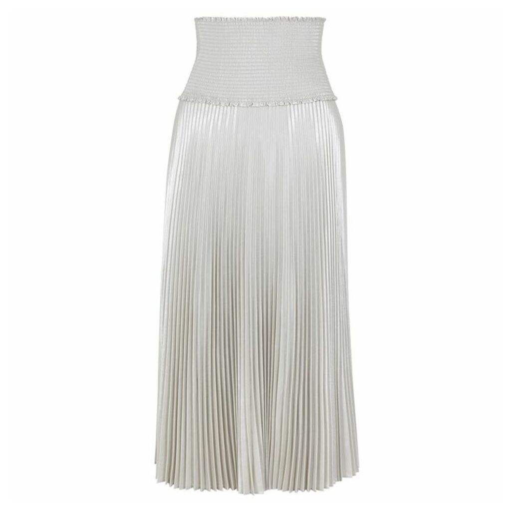 A.L.C. Hedrin Silver Pleated Lamé Skirt