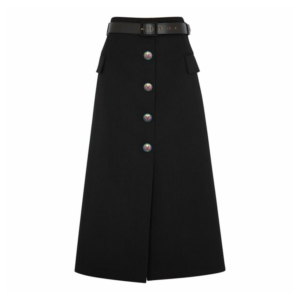 Givenchy Black Wool-blend Midi Skirt