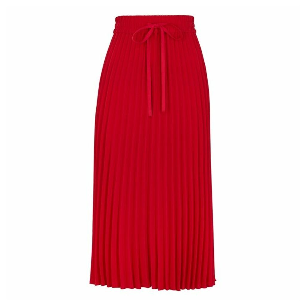 RED Valentino Red Pleated Cady Midi Skirt