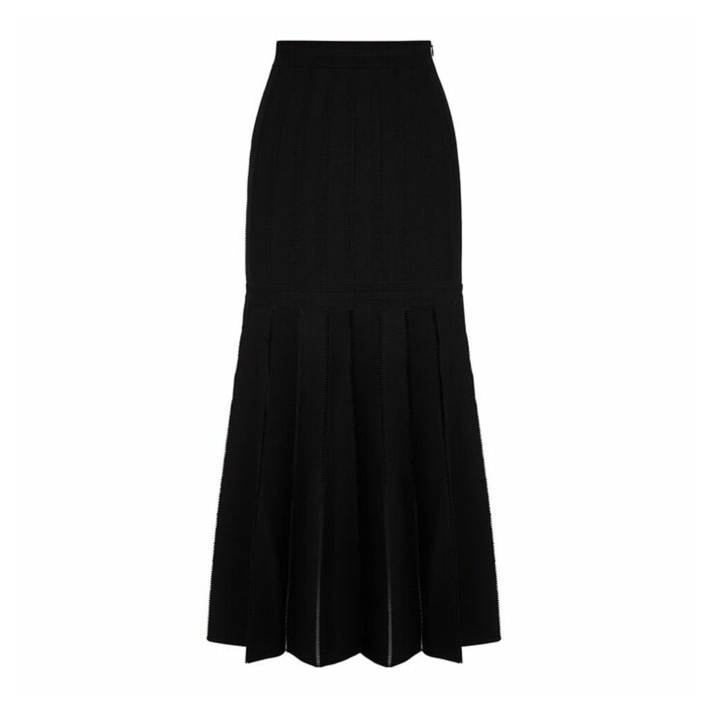 Alexander McQueen Black Stretch-knit Midi Skirt