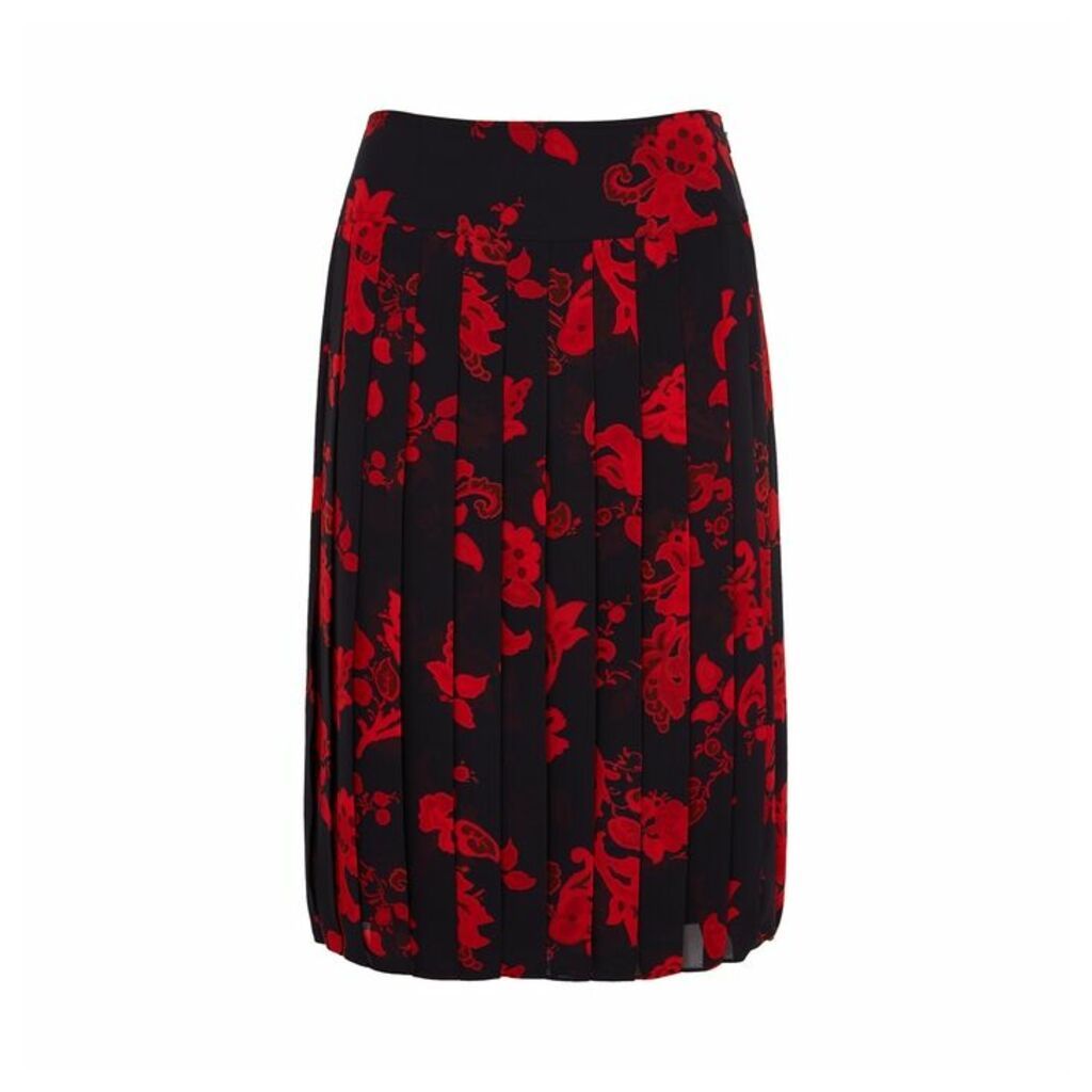 Tory Burch Printed Pleated Chiffon Skirt