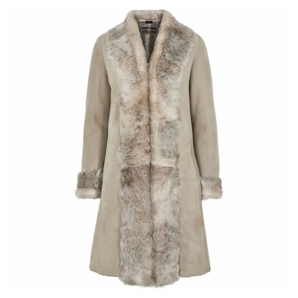 Dom Goor Light Grey Fur-trimmed Shearling Coat