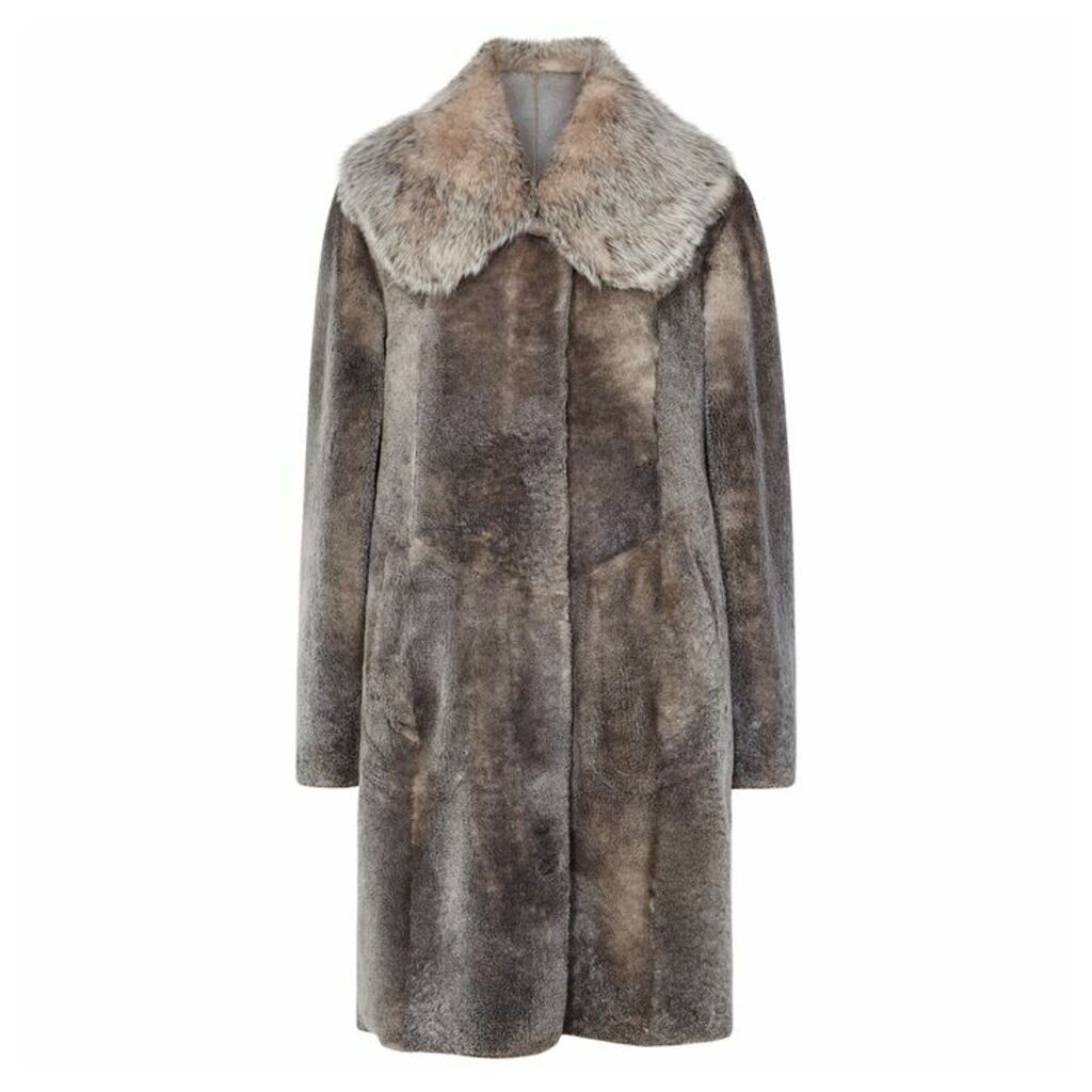 Dom Goor Grey Fur-effect Shearling Coat