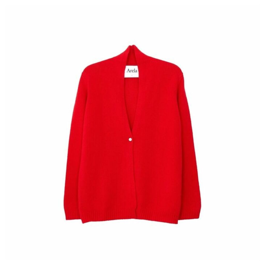 Arela Suzann Cashmere Cardigan In Red