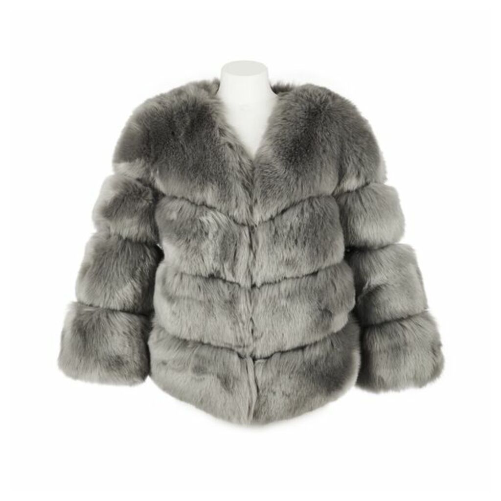 Popski London Faux Fur Kensington Jacket - Grey