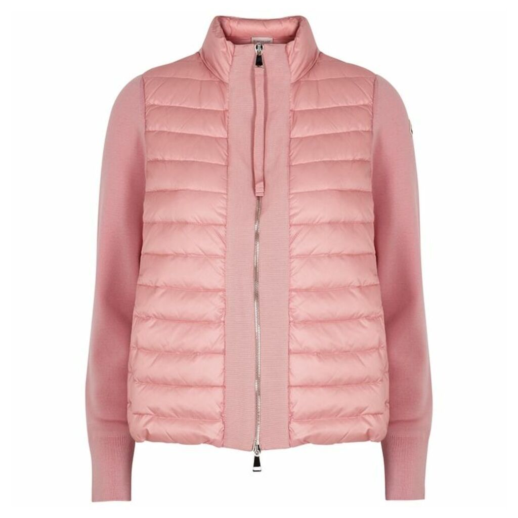 Moncler Maglia Pink Wool And Shell Jacket