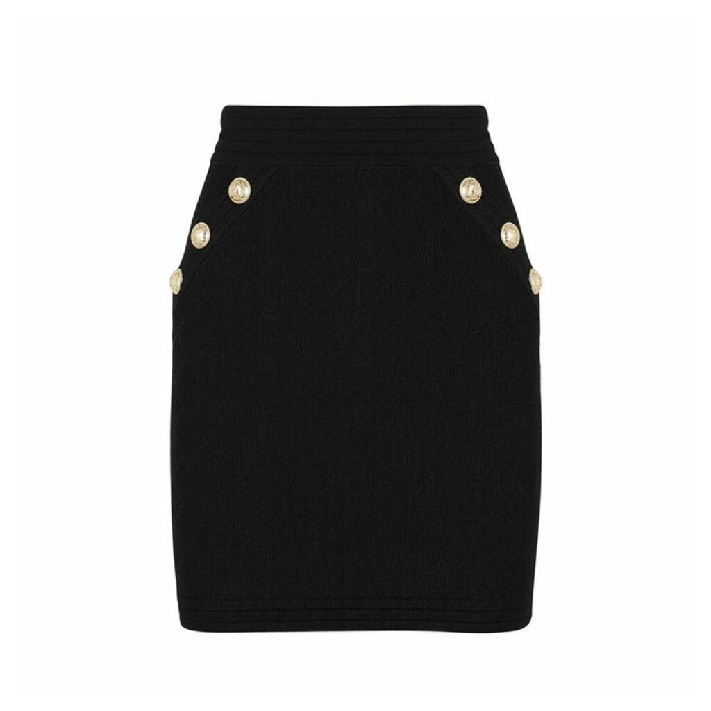 Balmain Black Stretch-knit Mini Skirt