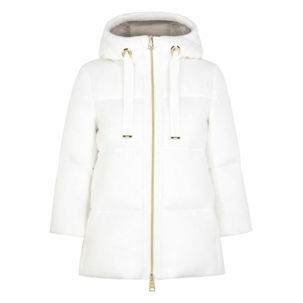 Herno White Quilted Faux Fur Jacket