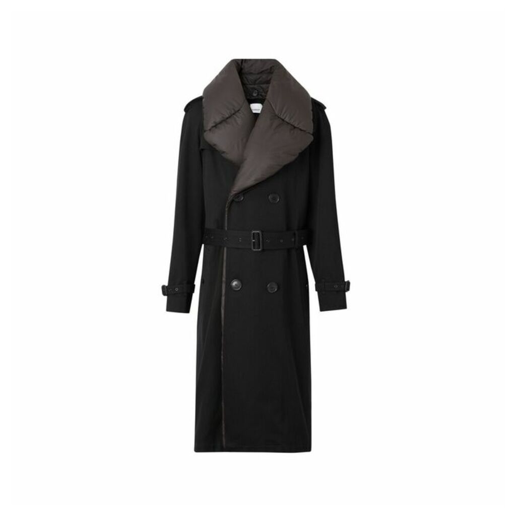 Burberry Detachable Collar Cotton Wool Trench Coat