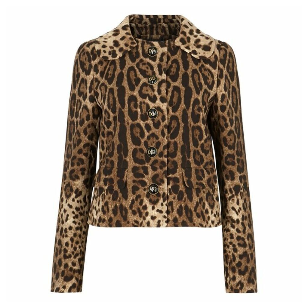 Dolce & Gabbana Leopard-print Cropped Wool Jacket