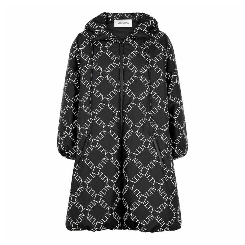Valentino VLTN Grid-print Black Shell Coat