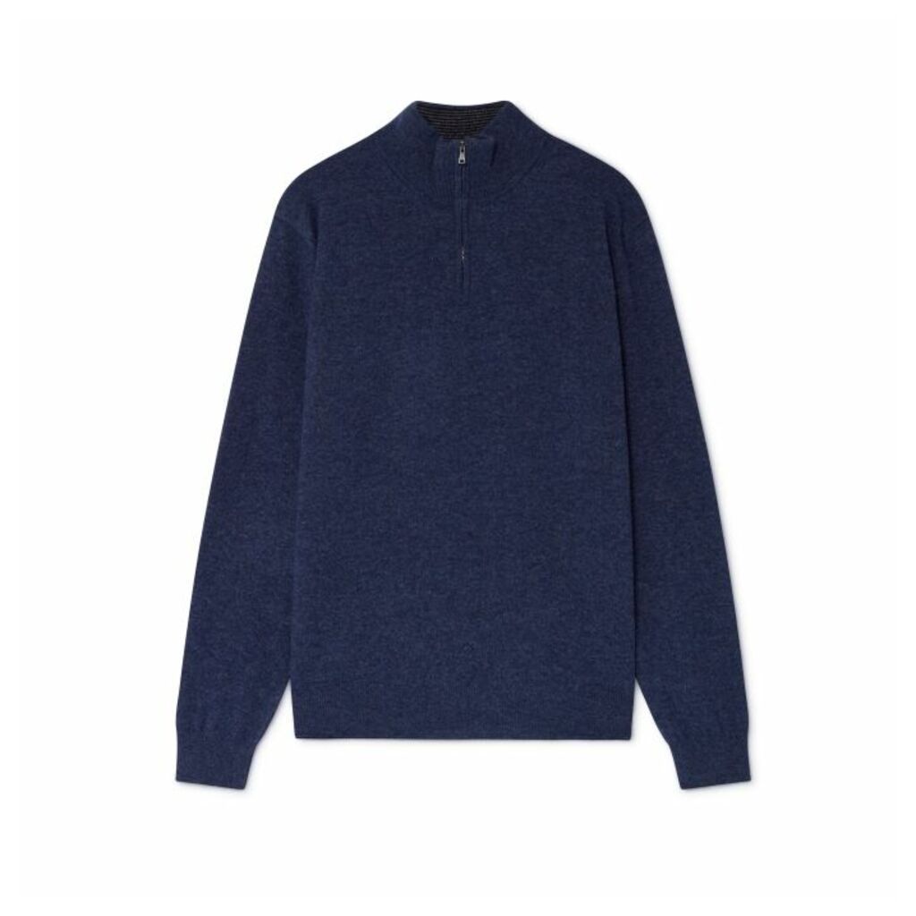 Hackett Merino Wool And Cashmere Blend Half Zip Sweater