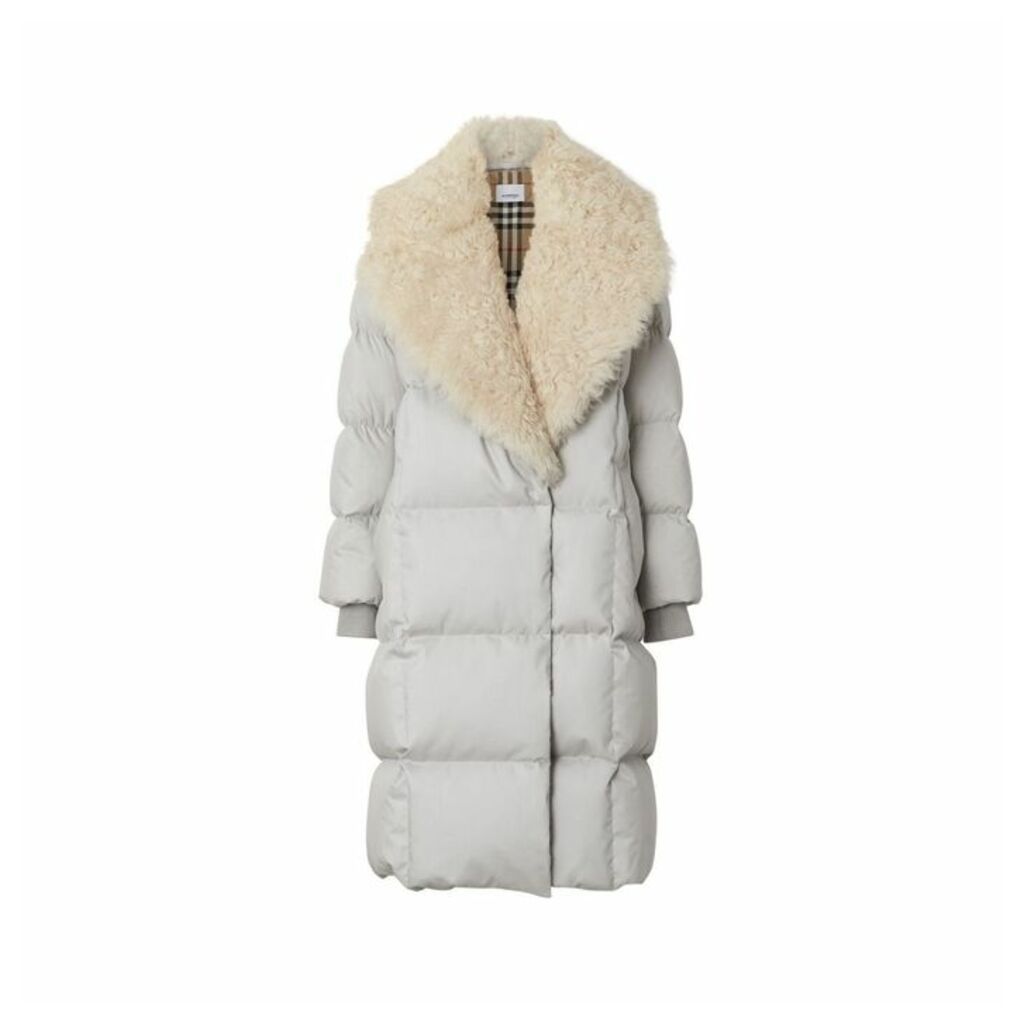 Burberry Detachable Shearling Collar Down-filled Puffer Coat