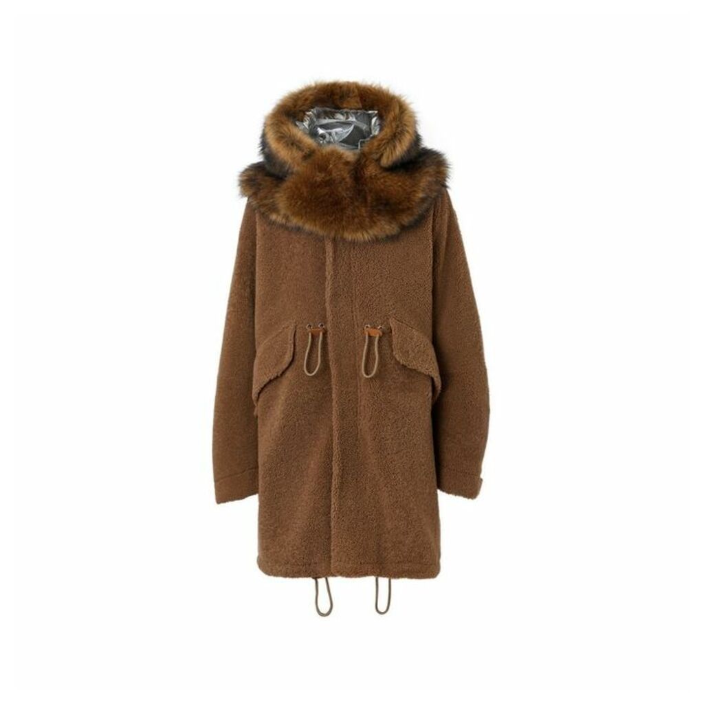 Burberry Shearling Parka With Detachable Hood And Jacket