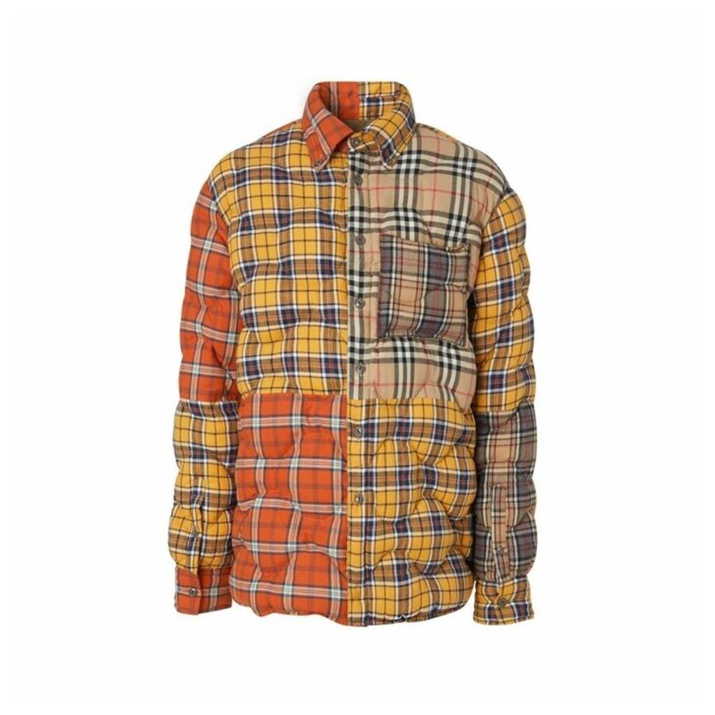 Burberry Contrast Check Cotton Flannel Puffer Overshirt
