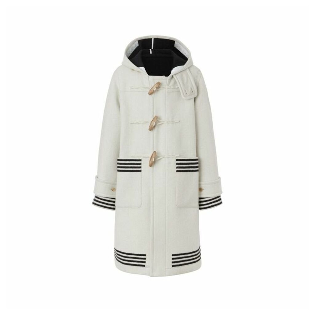 Burberry Stripe Detail Double-faced Wool Duffle Coat