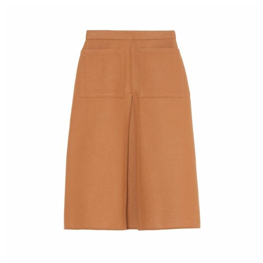 Burberry Box Pleat Detail Cotton A-line Skirt