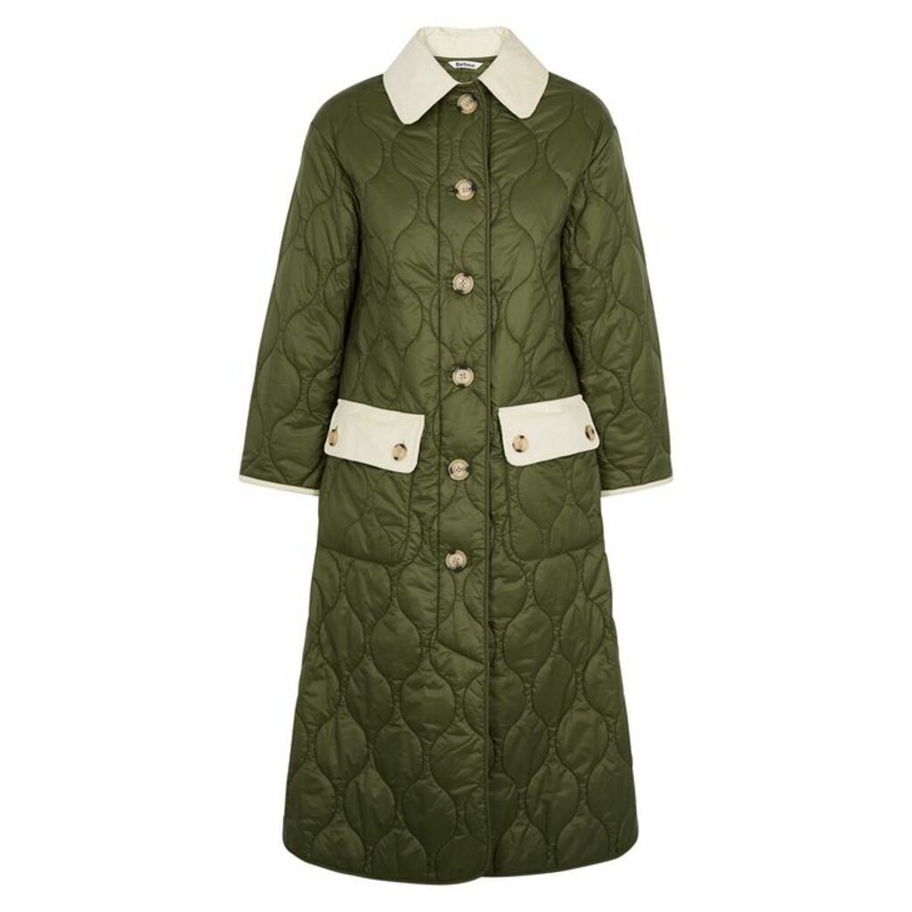 Barbour X Alexa Chung Annie Army Green Quilted Shell Coat