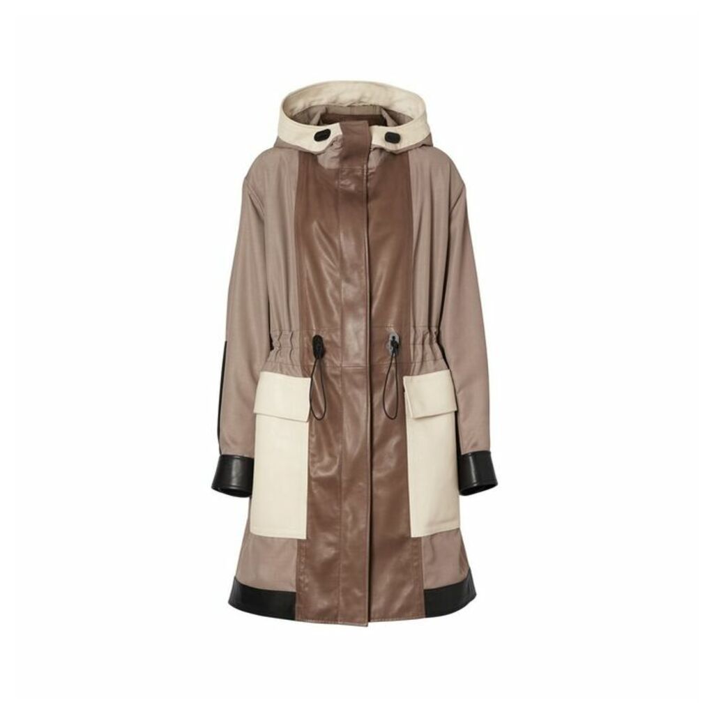 Burberry Leather Panelled Nylon Hooded Parka