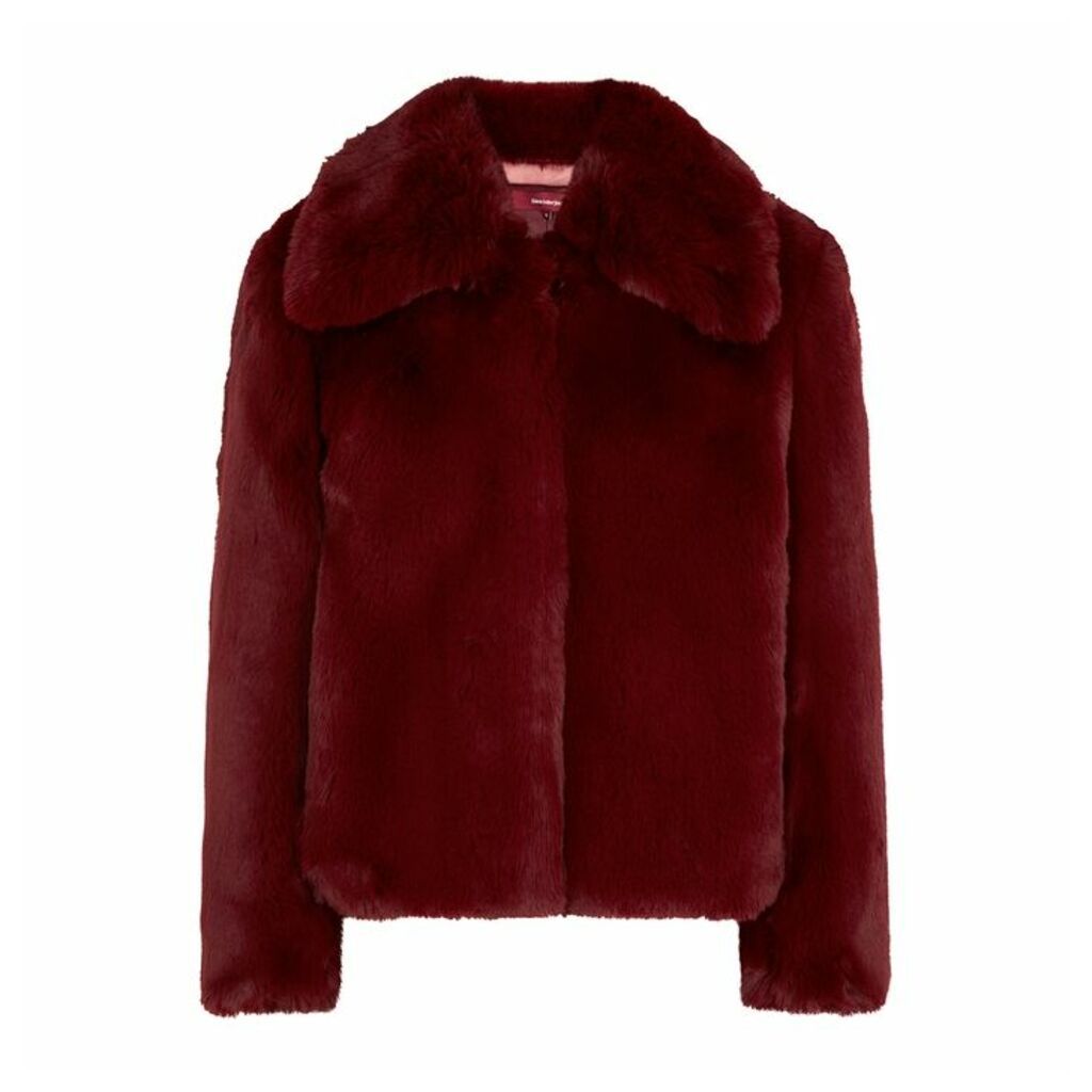 Sies Marjan Felice Burgundy Faux Fur Jacket