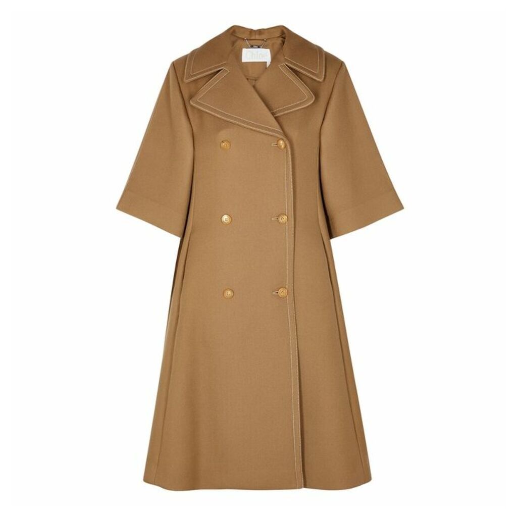 Chloé Camel Double-breasted Wool-blend Coat