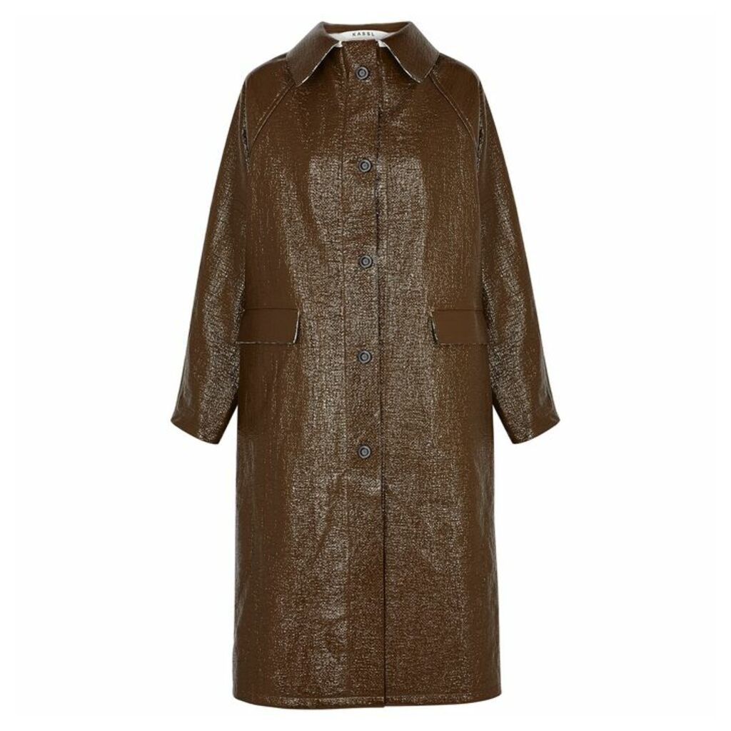 KASSL Brown Coated Linen-blend Coat
