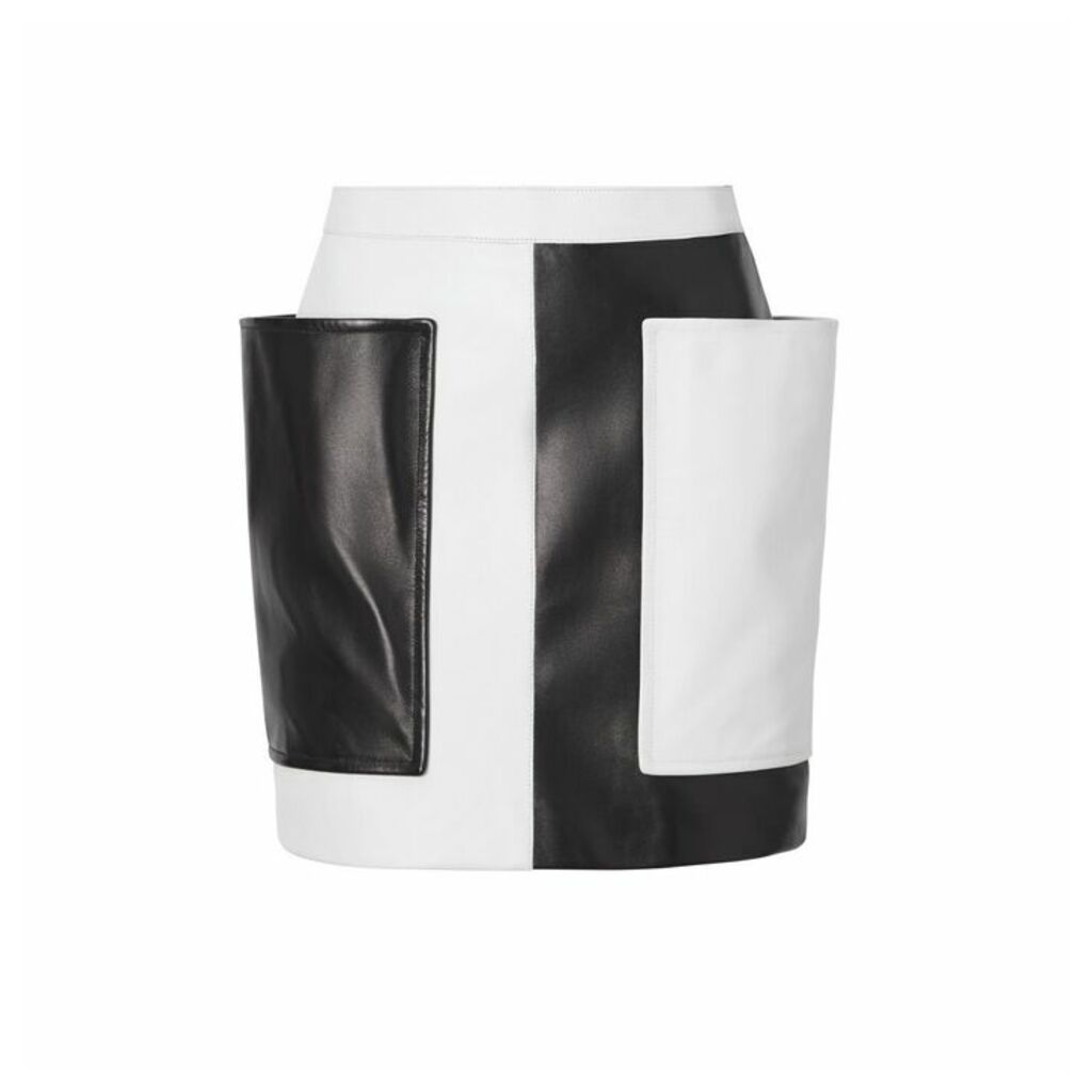 Burberry Pocket Detail Two-tone Lambskin Mini Skirt