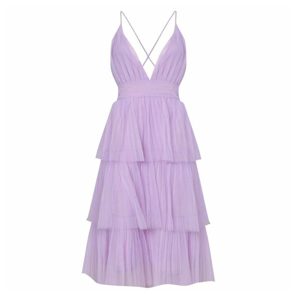True Decadence Lilac Tiered Tulle Midi Dress