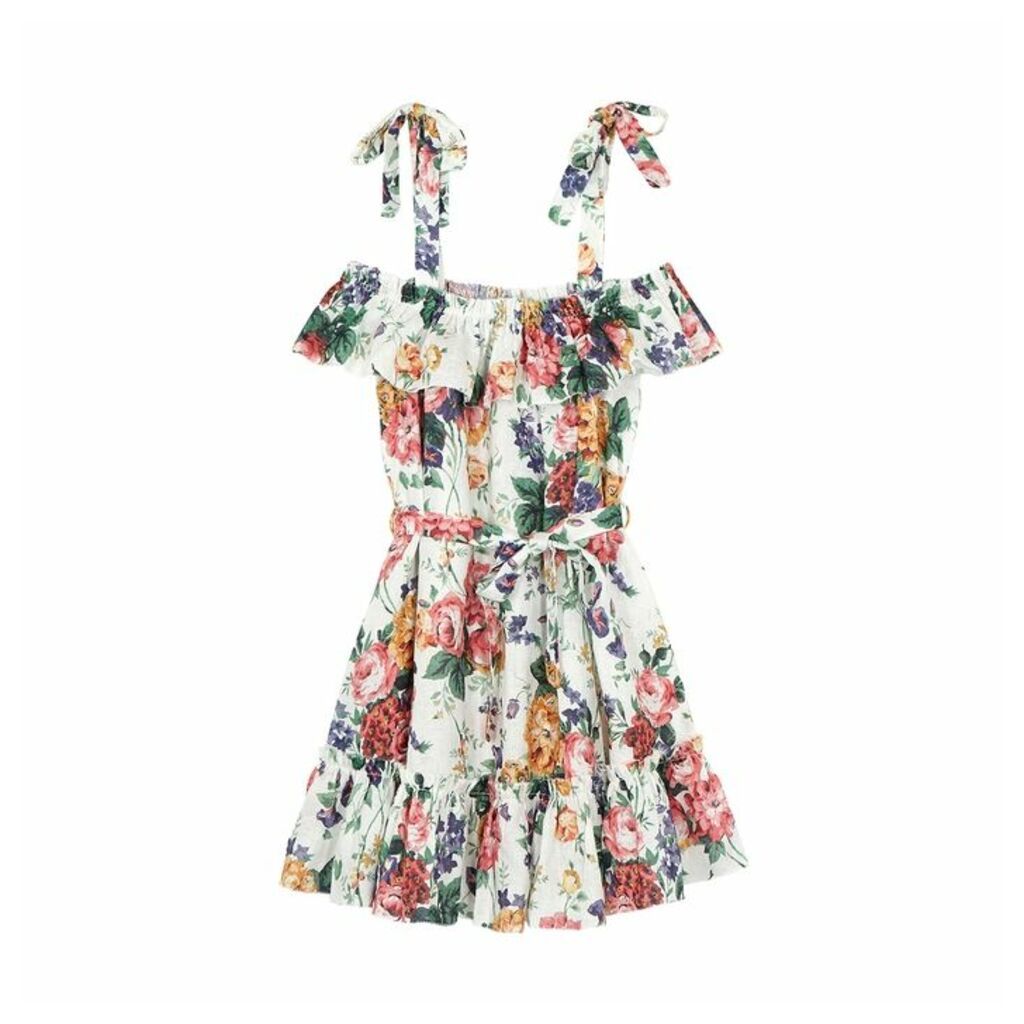 Zimmermann Allia Floral-print Linen Mini Dress
