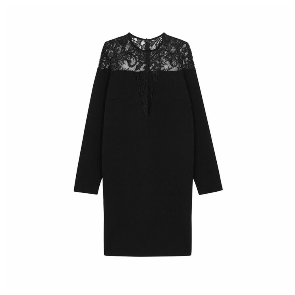 Givenchy Black Lace-trimmed Knitted Dress