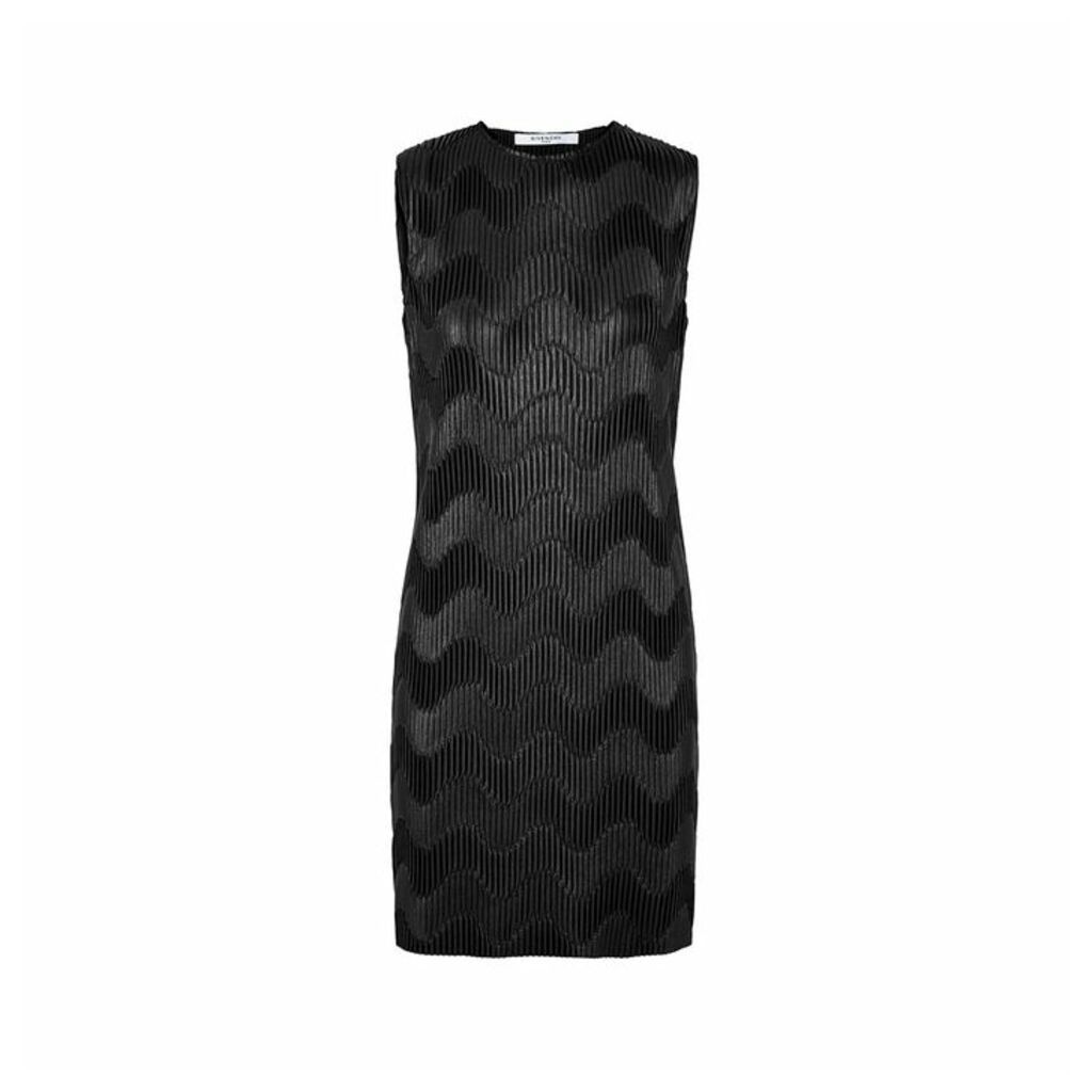 Givenchy Black Chevron Plissé Mini Dress