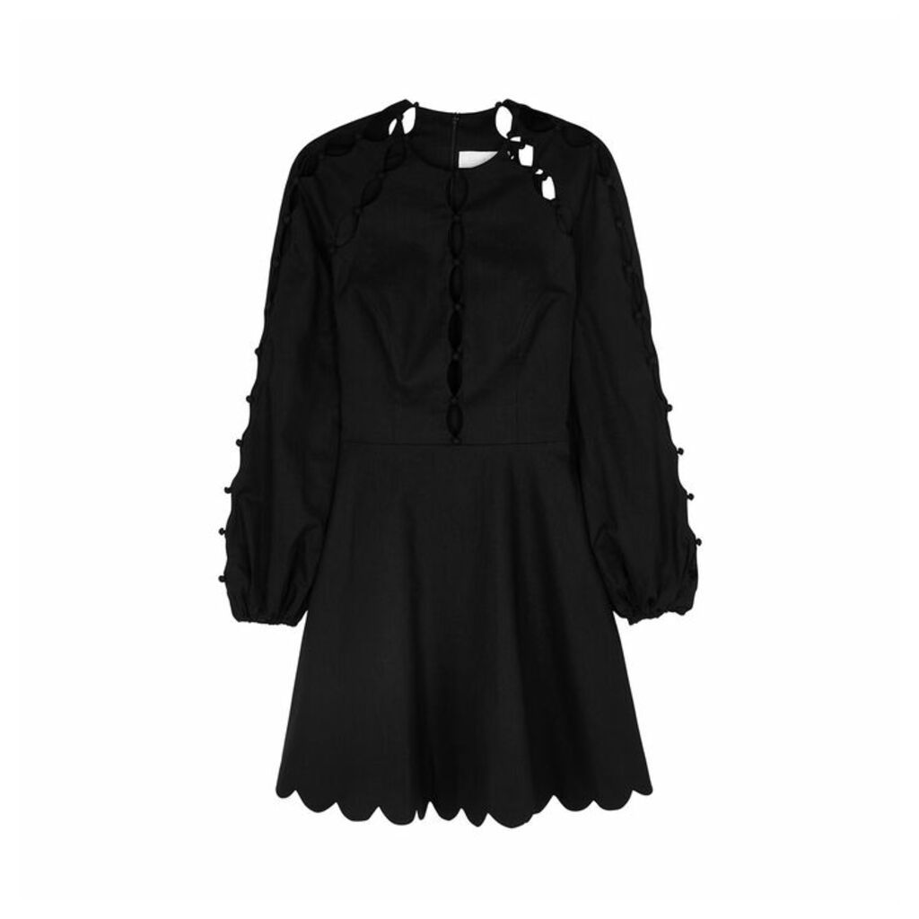 Zimmermann Goldie Scallop Black Linen-blend Mini Dress