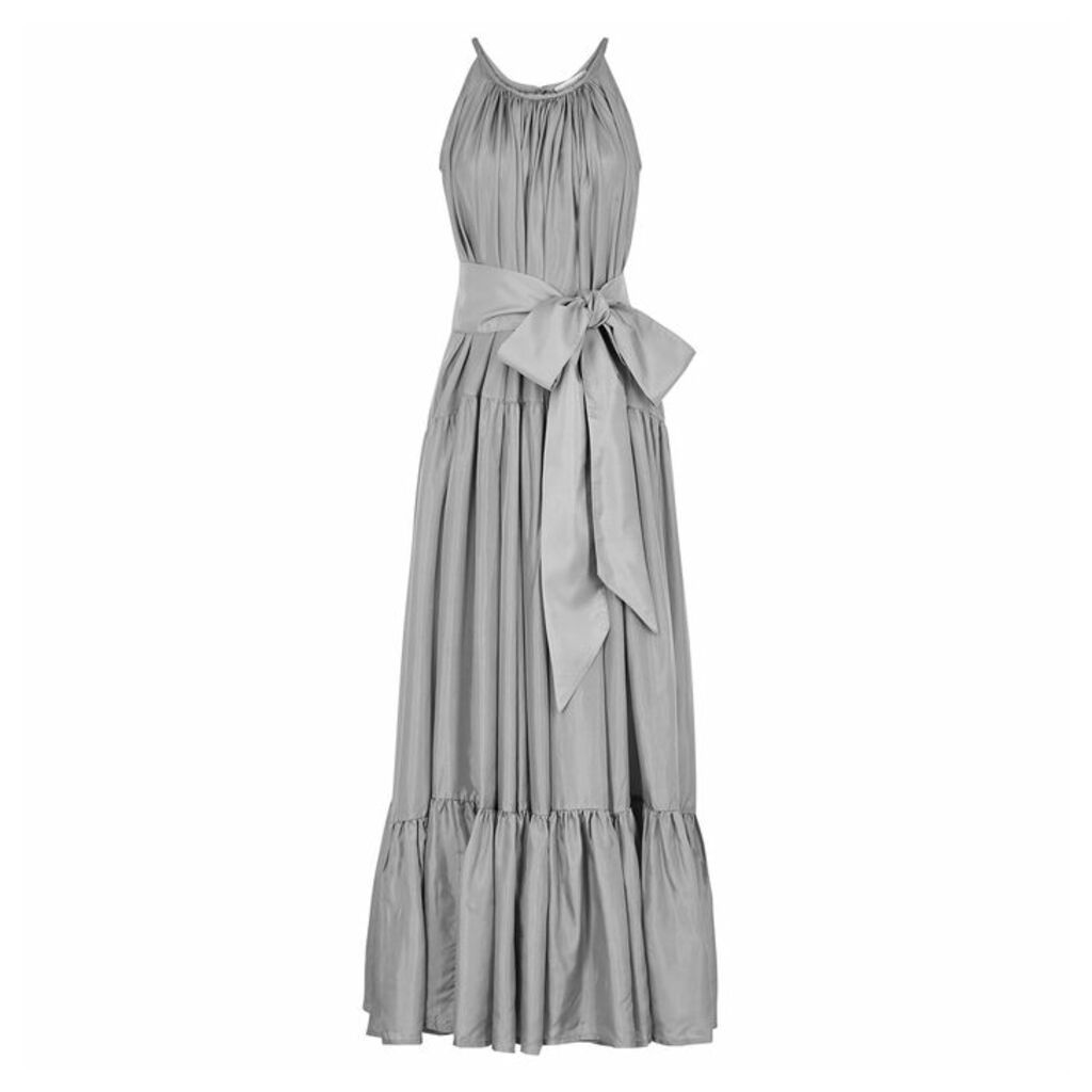 KALITA Genevieve Silver-tone Silk Maxi Dress