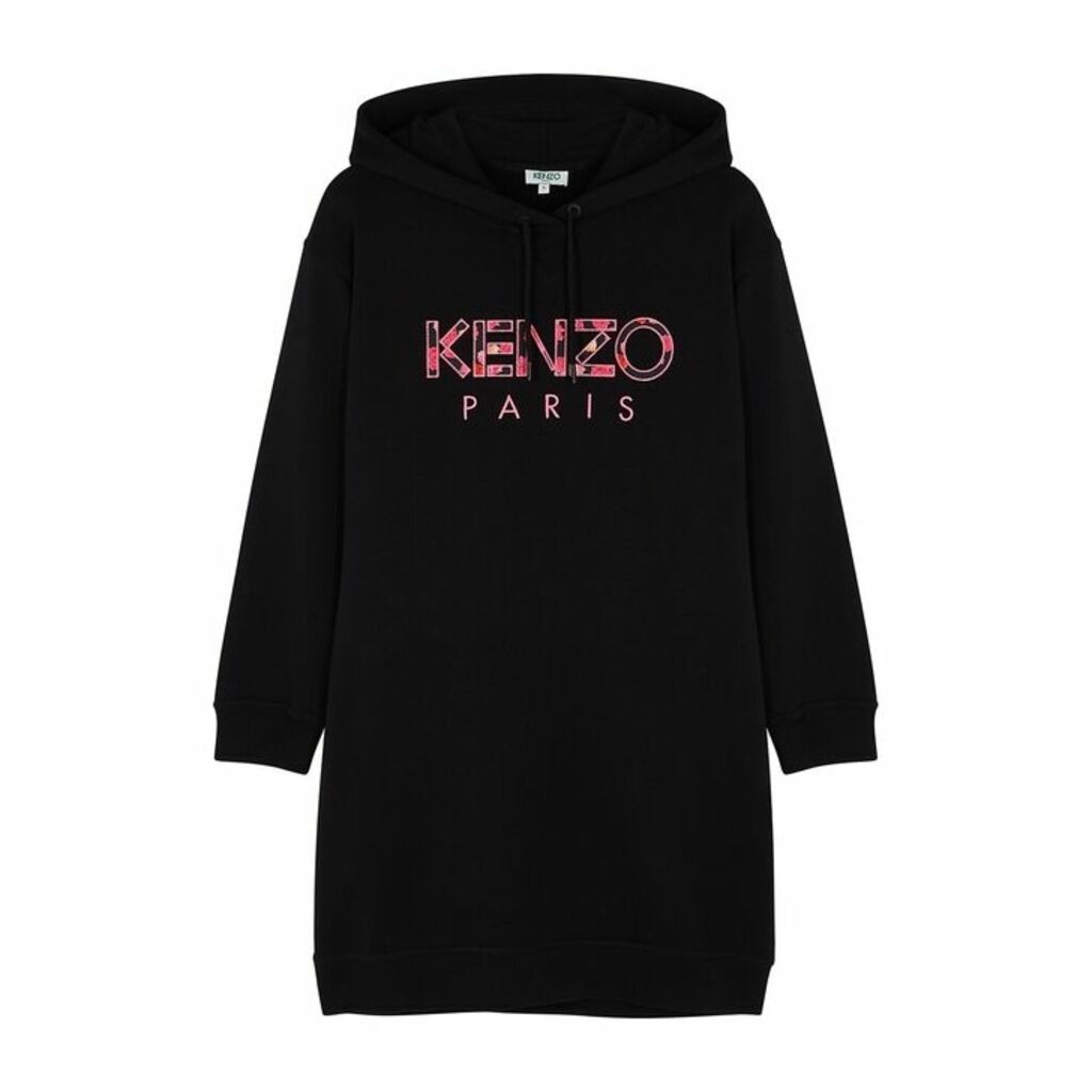 Kenzo Black Logo Cotton Sweatshirt Dress