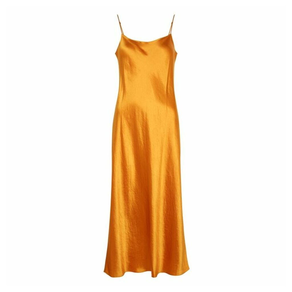 Vince Golden Orange Satin Slip Dress