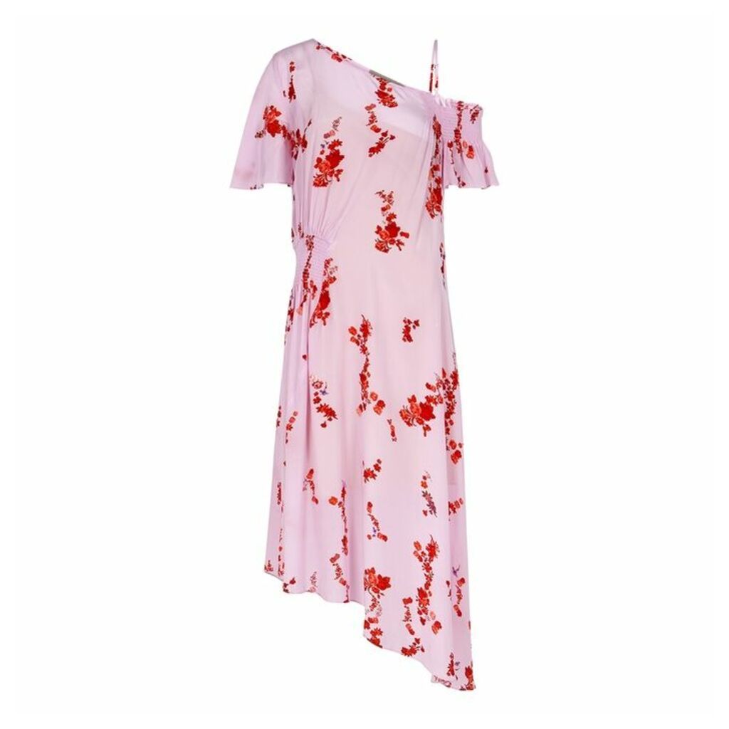 Preen Line Pink Floral Satin Midi Dress