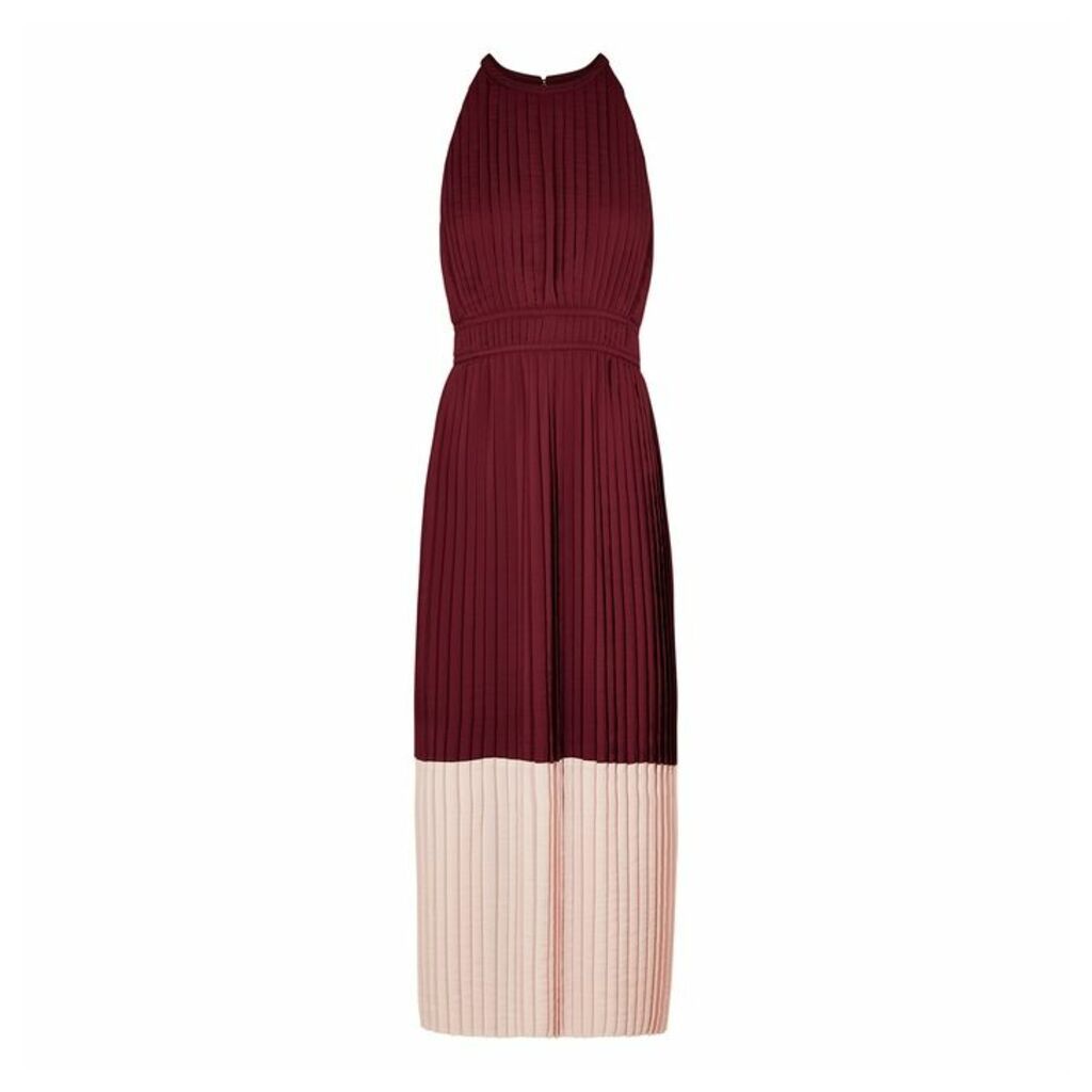 Joie Aleanna Pleated Colour-block Midi Dress