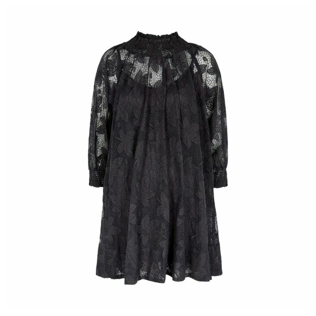 ByTiMo Black Lace Cotton-blend Mini-dress