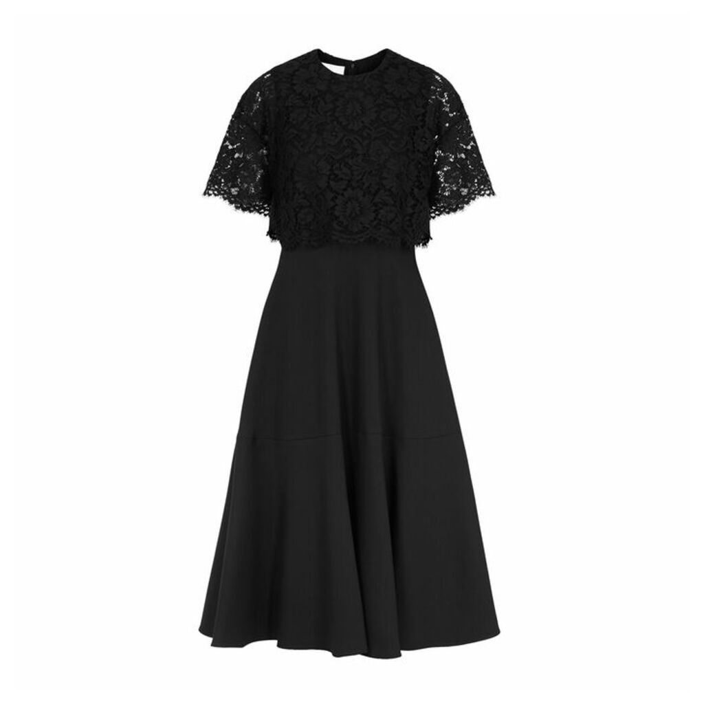 Valentino Lace And Wool-blend Midi Dress