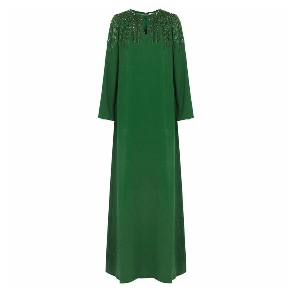 Pamella Roland Green Bead-embellished Gown