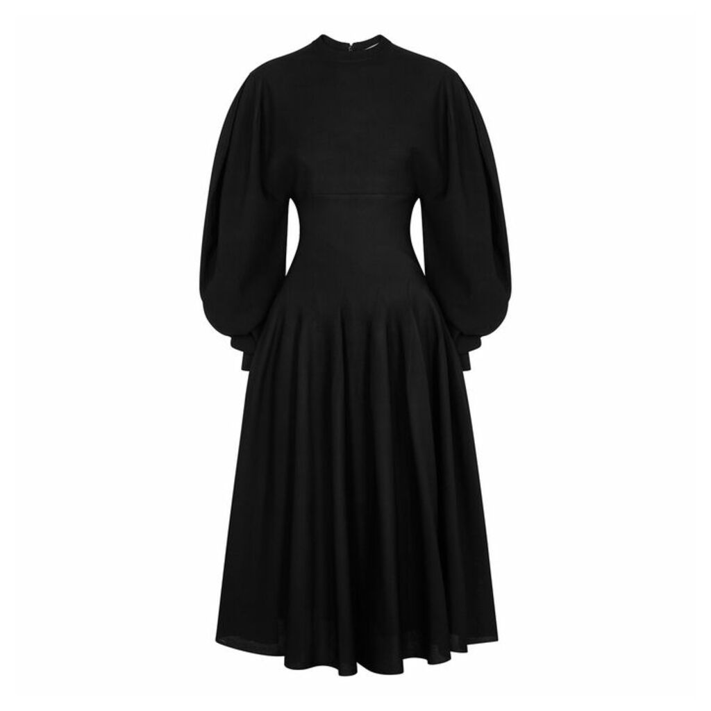 Givenchy Black Fine-knit Silk-blend Midi Dress