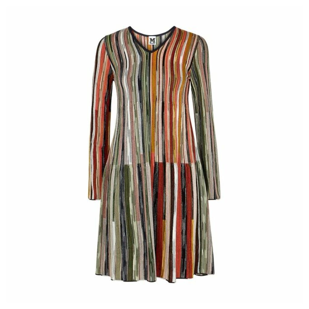 M Missoni Striped Fine-knit Dress