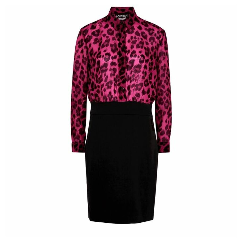Boutique Moschino Pink And Black Leopard-print Dress