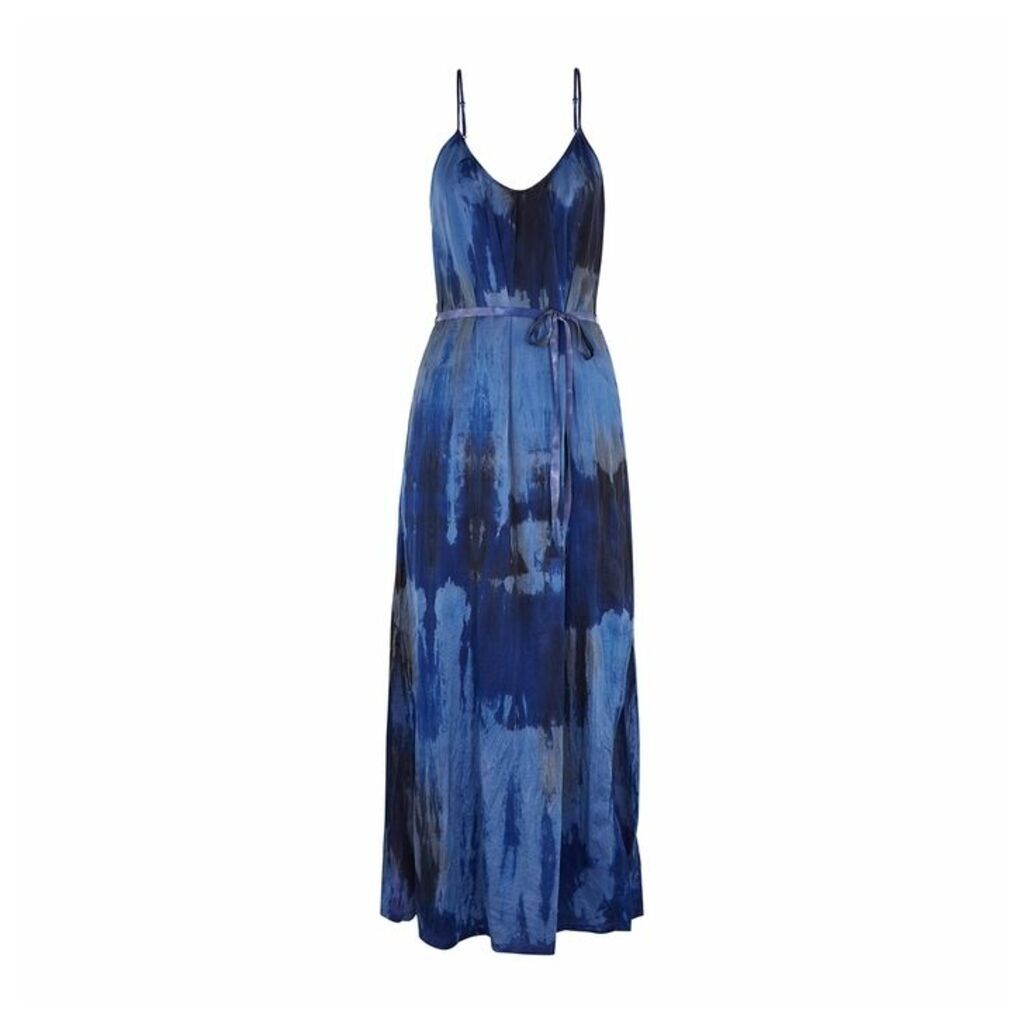 RAQUEL ALLEGRA Blue Tie-dyed Silk-blend Dress