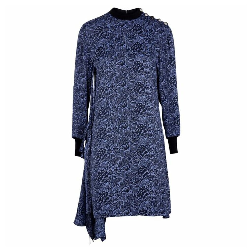 Chloé Blue Floral-jacquard Dress