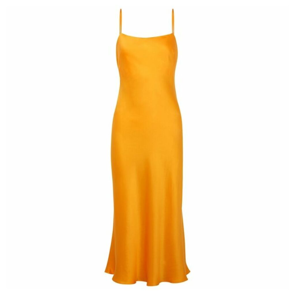 Bec & Bridge Classic Orange Bias-cut Silk Midi Dress