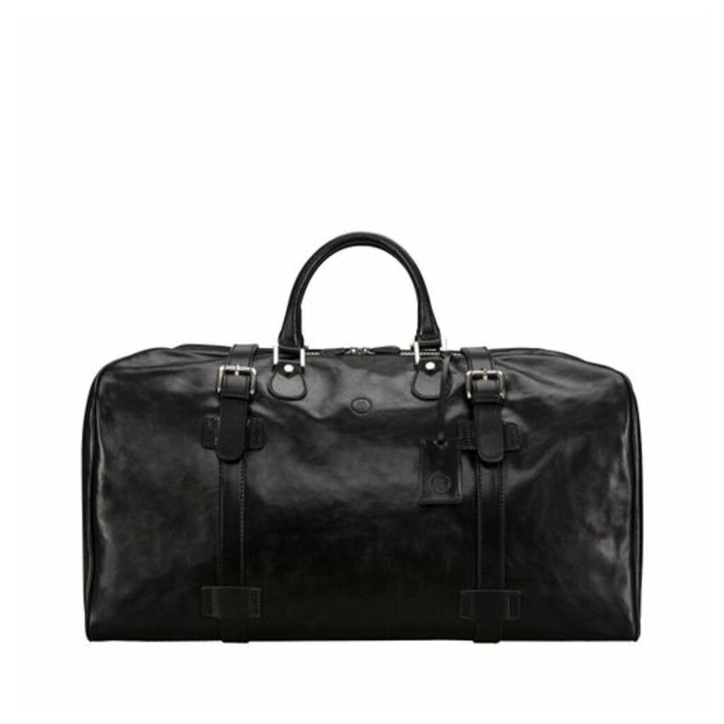 Maxwell Scott Bags Maxwell Scott Real Leather Extra Large Luggage Bag - Fleroel Black